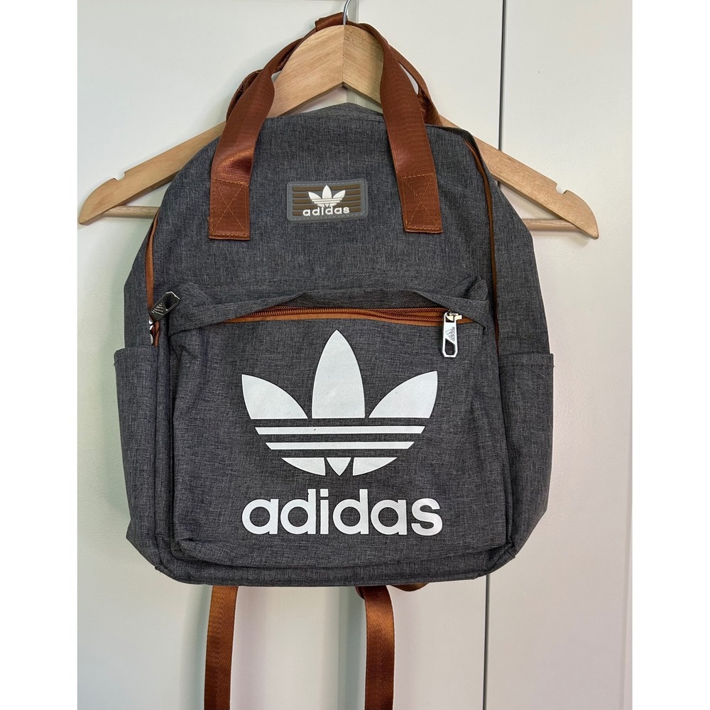 Adidas Originals Trefoil Gray Heather Copper Backpack Tote‎ Bag School Travel